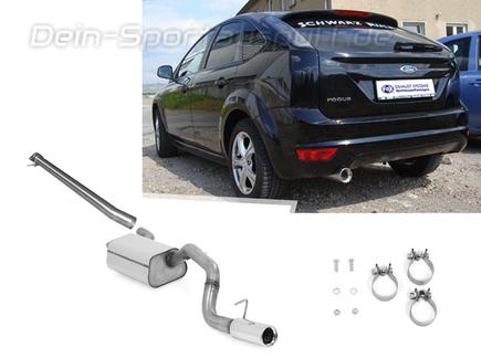 Fox Edelstahl Racing-Komplettanlage ab Kat (63,5mm-System) Ford Focus 2 Fließheck Facelift Bj.08-10 1x90mm rund eingerollt gerade mit Absorber