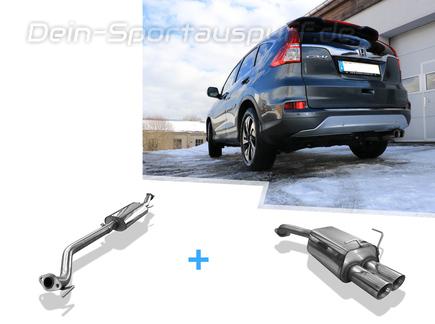 Fox Edelstahl Sportauspuff-Komplettanlage ab Kat Honda CR-V 4 ab 2012 2x90mm rund doppelwandig abgeschrägt