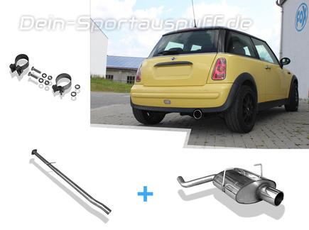 Fox Edelstahl Racing-Komplettanlage ab Kat Mini One u. Cooper R50 1x100mm rund eingerollt gerade