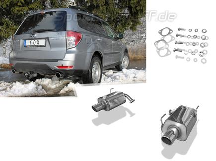 Fox Edelstahl Duplex Sportauspuff Subaru Forester SH ab Bj.2007 je 100mm rund eingerollt abgeschrägt
