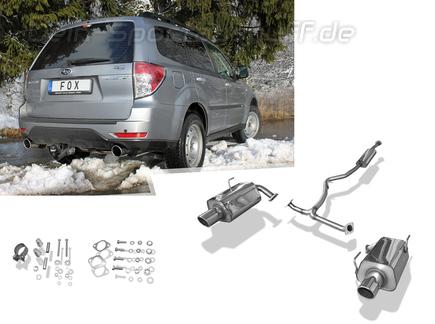 Fox Edelstahl Duplex Komplettanlage ab Kat Subaru Forester SH ab Bj.2007 je 100mm rund eingerollt abgeschrägt