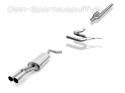 Fox Edelstahl Racing-Komplettanlage ab Kat Audi A4 B5 Limousine/Avant 2.4l + 2.8l 2x76mm rund scharf gerade