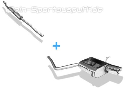 Fox Edelstahl Sportauspuff-Komplettanlage ab Kat Mini One Cabrio R57 1x90mm rund doppelwandig abgeschrägt