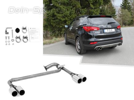 Fox Edelstahl Duplex Endrohrsatz Hyundai Santa Fe 3 4x4 Typ DM je 2x90mm rund eingerollt gerade