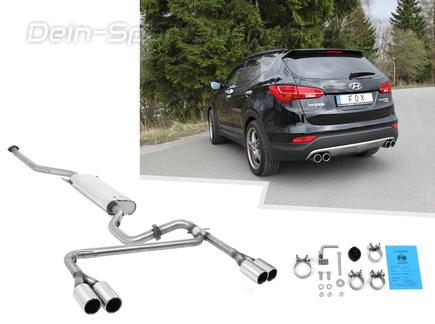 Fox Edelstahl Duplex Komplettanlage ab Kat Hyundai Santa Fe 3 4x4 Typ DM je 2x90mm rund eingerollt gerade
