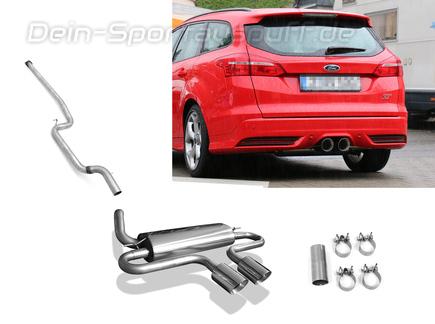 Fox Edelstahl Racing-Komplettanlage ab Kat Ford Focus 3 ST Tunier 2x100mm rund doppelwandig abgeschrägt