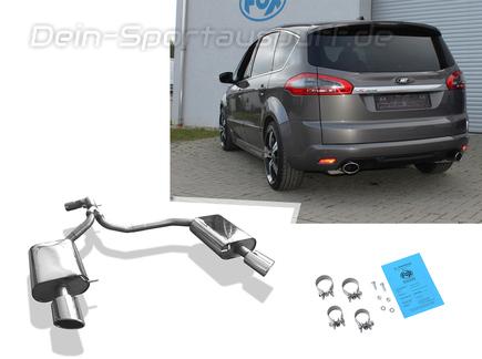 Fox Edelstahl Duplex Sportauspuff Ford S-MAX 2.0l je 115x85mm oval eingerollt seitlich abgeschrägt