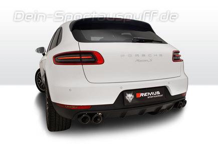 Remus Edelstahl Duplex Sportauspuff mit Klappensteuerung Porsche Macan S u. Turbo je 2x102mm Carbon rund eingerollt seitlich abgeschrägt