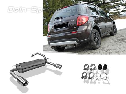 Fox Edelstahl Duplex Sportauspuff Suzuki SX4 4x4 ab 2006 je 1x90mm rund doppelwandig abgeschrägt