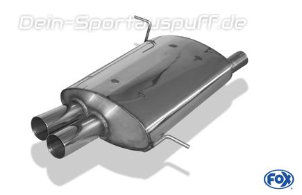 Fox Edelstahl Sportauspuff BMW Z3 Roadster u. Coupe 2.0l 2.8l 2x70mm rund scharfkantig gerade