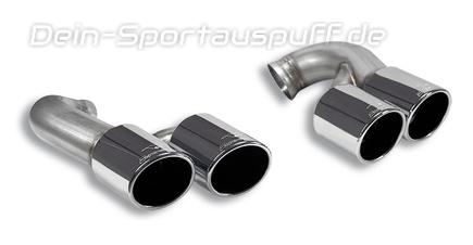 Supersprint Edelstahl Duplex Sportauspuff Porsche Cayenne Turbo Typ 957 Bj. 07-10 je 2x 100mm rund eingerollt abgeschrägt