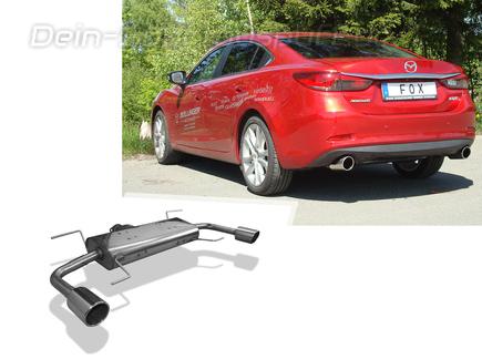 Fox Edelstahl Duplex Sportauspuff Mazda 6 III GJ Limousine Benzin ab 2012 je 100mm rund eingerollt abgeschrägt