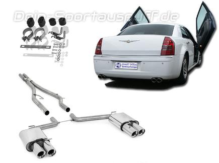 Fox Edelstahl Duplex Racing-Sportauspuffanlage ab Kat Chrysler 300 C 5.7l inkl. AWD Limousine/Kombi ab 04 je 2x80mm rund eingerollt abgeschrägt mit Absorber