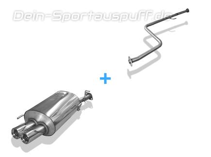 Fox Edelstahl Racing-Komplettanlage ab Kat Honda Prelude 4 Typ BB1 BB2 BB3 Bj.92-96 2x76mm rund eingerollt gerade mit Absorber
