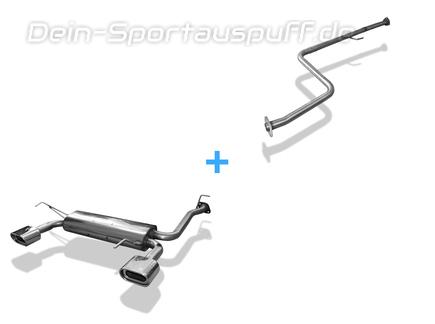Fox Edelstahl Duplex Racing-Komplettanlage ab Kat Honda Prelude 4 Typ BB1 BB2 BB3 Bj.92-96 je 135x80mm flachoval eingerollt abgeschrägt mit Absorber