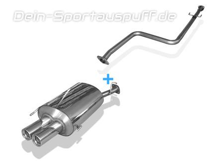 Fox Edelstahl Racing-Komplettanlage ab Kat Honda Prelude 5 Typ BB9 Bj.97-02 je 2x76mm rund eingerollt mit Absorber