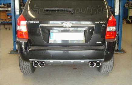 Fox Edelstahl Duplex Racing-Komplettanlage ab Kat Hyundai Tucson JM je 2x90mm rund eingerollt