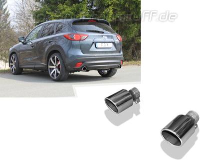 Fox Edelstahl Duplex Endrohrsatz zum Anschweissen (Øinnen 55mm) Mazda CX-5 inkl. 4x4 je 100mm rund eingerollt abgeschrägt ohne Absorber