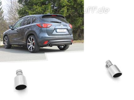 Fox Edelstahl Duplex Endrohrsatz zum Anschrauben (Øinnen 47mm) Mazda CX-5 inkl. 4x4 je 100mm rund eingerollt abgeschrägt ohne Absorber