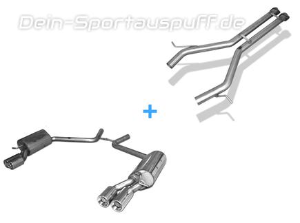 Fox Edelstahl Duplex Racing-Komplettanlage ab Kat Mercedes CLS C219 je 2x90mm rund eingerollt mit Absorber