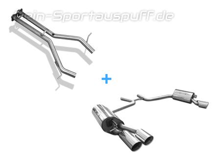 Fox Edelstahl Duplex Racing-Komplettanlage ab Kat Mercedes CLS C219 je 2x90mm rund doppelwandig abgeschrägt