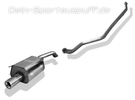 Fox Edelstahl Racing-Komplettanlage ab Kat Nissan Micra K12 Bj.03-10 mit Steckverbindung 90mm rund eingerollt gerade mit Absorber