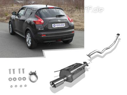 Fox Edelstahl Racing-Komplettanlage ab Kat Nissan Juke F15 90mm rund doppelwandig abgeschrägt