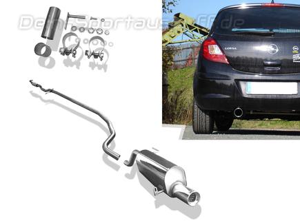 Fox Edelstahl Racing-Komplettanlage ab Kat Opel Corsa D mit Serienheck 1x90mm rund eingerollt mit Absorber