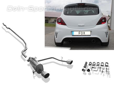 Fox Edelstahl Duplex Racing-Komplettanlage ab Kat Opel Corsa D mit NRE-Stoßstange je 100mm rund scharf abgeschrägt