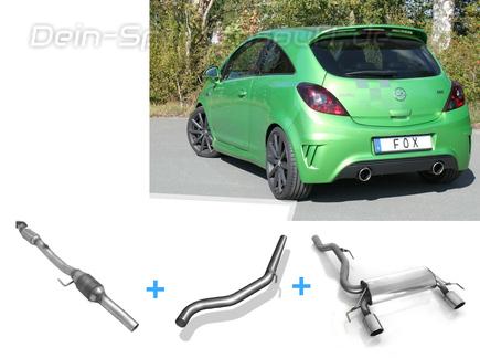 Fox Edelstahl Duplex Racing Auspuffanlage inkl. Kat und Downpipe Opel Corsa D NRE - Nürburgring-Edition je 100mm rund eingerollt abgeschrägt