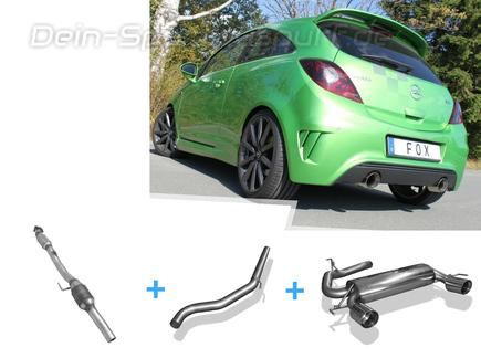 Fox Edelstahl Duplex Racing-Komplettanlage inkl. Kat und Downpipe Opel Corsa D NRE - Nürburgring-Edition je 100mm rund doppelwandig
