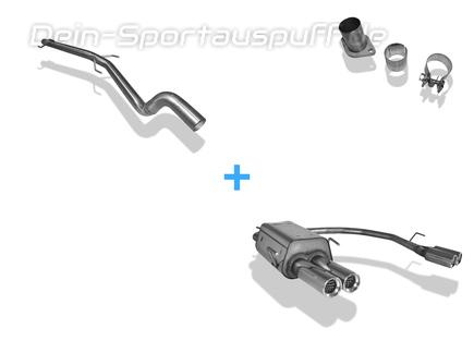 Fox Edelstahl Duplex Racing-Komplettanlage ab Kat Ø60mm-System Opel Astra G CC Fließheck je 2x80mm rund eingerollt mit Absorber