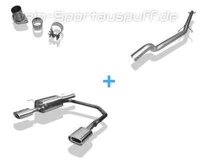 Fox Edelstahl Duplex Racing-Komplettanlage ab Kat Ø60mm-System Opel Astra G CC Fließheck je 135x80mm flachoval eingerollt abgeschrägt mit Absorber