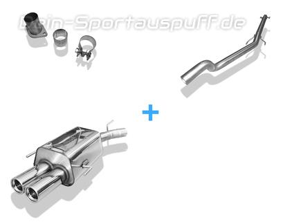 Fox Edelstahl Racing-Komplettanlage ab Kat Ø60mm-System Opel Astra G CC Fließheck je 2x80mm rund eingerollt mit Absorber