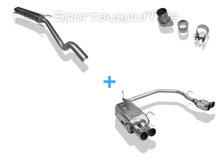 Fox Edelstahl Duplex Sportauspuff-Komplettanlage ab Kat Ø60mm-System Opel Astra G CC Fließheck je 2x76mm DTM rund scharf