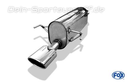 Fox Edelstahl Sportauspuff Opel Astra H inkl. GTC (Mod. mit Endrohr-Ausschnitt) 115x85mm oval eingerollt abgeschrägt