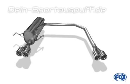 Fox Edelstahl Duplex Racing-Komplettanlage ab Kat Opel Astra H Turbo inkl. GTC je 2x76mm rund eingerollt mit Absorber