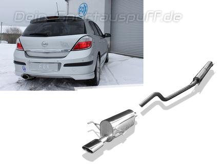 Fox Edelstahl Sportauspuff-Komplettanlage ab Kat Opel Astra H Turbo inkl. GTC (Mod. mit Endrohr-Ausschnitt) 115x85mm oval eingerollt abgeschrägt
