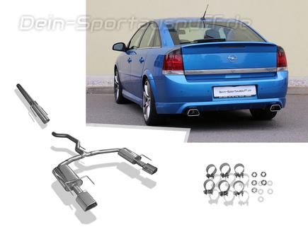 Fox Edelstahl Duplex Racing-Komplettanlage ab Kat Opel Vectra C OPC je 142x78mm trapezförmig eingerollt