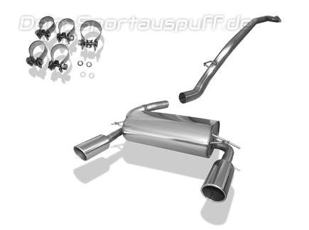 Fox Edelstahl Duplex Sportauspuff-Komplettanlage ab Kat Ford Kuga 2 ab 2012 je 100mm rund eingerollt abgeschrägt mit Absorber