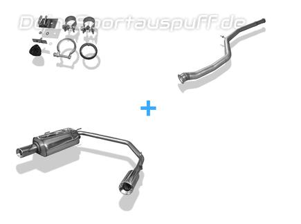 Fox Edelstahl Duplex Racing-Komplettanlage ab Kat. Peugeot 206 S16 Fließheck u. Cabrio ab 99 je 90mm rund eingerollt mit Absorber