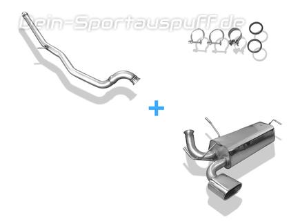 Fox Edelstahl Racing-Sportauspuffanlage ab Kat Peugeot 206 RC 135x80mm flachoval eingerollt abgeschrägt