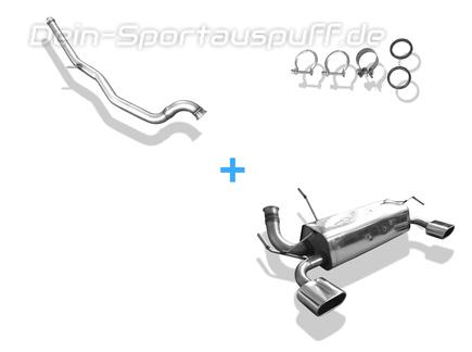 Fox Edelstahl Duplex Racing-Sportauspuffanlage ab Kat Peugeot 206 RC je 135x80mm flachoval eingerollt abgeschrägt