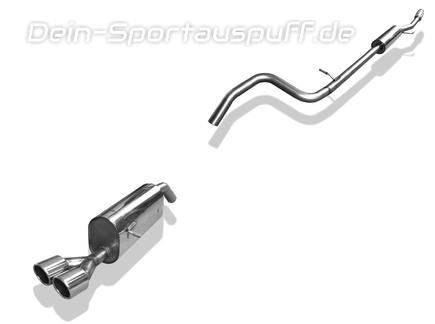 Fox Edelstahl Sportauspuff-Komplettanlage ab Kat Peugeot 207 RC 2x90mm rund eingerollt abgeschrägt