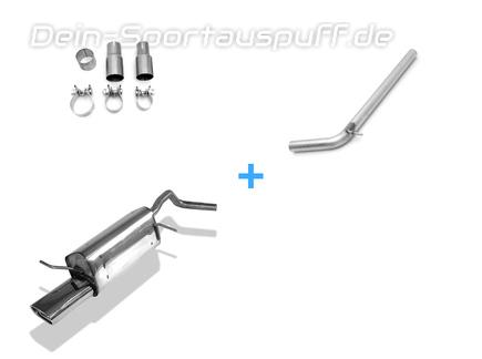 Fox Edelstahl Racing-Komplettanlage ab Kat Seat Ibiza 3 Typ 6L Sport mit Endrohrausschnitt 135x80mm flachoval eingerollt abgeschrägt mit Absorber