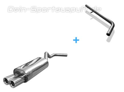Fox Edelstahl Racing-Komplettanlage ab Kat Seat Leon 1M Bj.99-06 2x76mm rund eingerollt mit Absorber