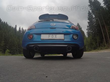 Fox Edelstahl Duplex Sportauspuff-Komplettanlage ab Kat Opel Adam S je 100mm rund doppelwandig abgeschrägt