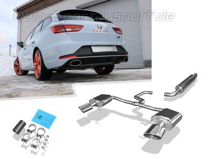 Fox Edelstahl Duplex Sportauspuff-Komplettanlage ab Kat Seat Leon ST 5F Cupra je 160x90mm oval eingerollt seitlich + unten abgeschrägt