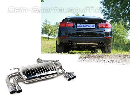 Eisenmann Edelstahl Duplex Sportauspuff BMW 3er F30 F31 Limousine u. Touring 320i je 2x76mm rund scharf gerade
