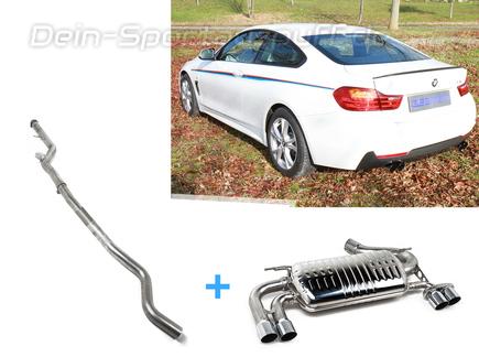 Eisenmann Edelstahl Duplex Racing-Komplettanlage ab Kat BMW 4er 420i F32 F33 F36 je 2x76mm rund scharf